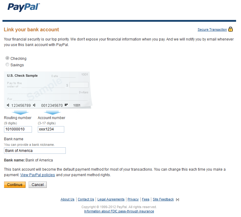 PayPal Add Bank Account