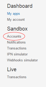 PayPal Developer Sandbox Accounts