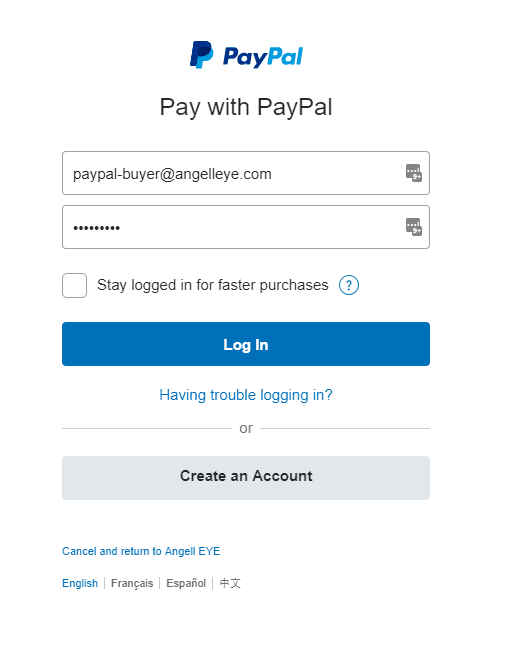 PayPal Express Checkout Login