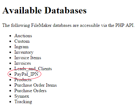 PayPal IPN FileMaker Server Connection Test