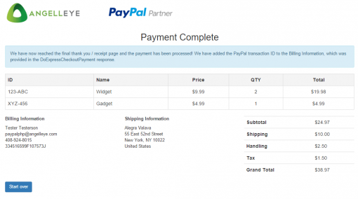 CodeIgniter PayPal Express Checkout Payment Complete