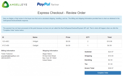 CodeIgniter PayPal Integration Express Checkout Line Items