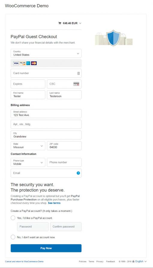 WooCommerce PayPal Plus Credit Card Checkout