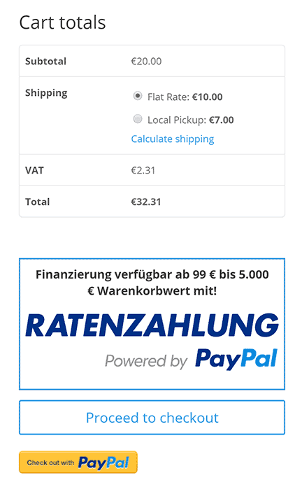 PayPal Ratenzahlung fur WooCommerce