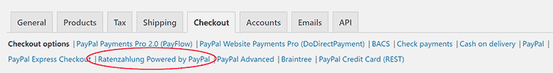 PayPal Rateznahlung WooCommerce Checkout Settings