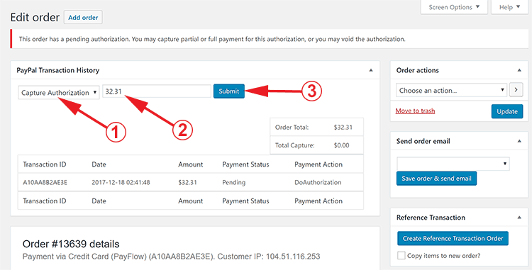 WooCommerce PayPal Authorize and Capture