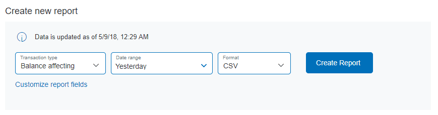 PayPal Customize Report Fields
