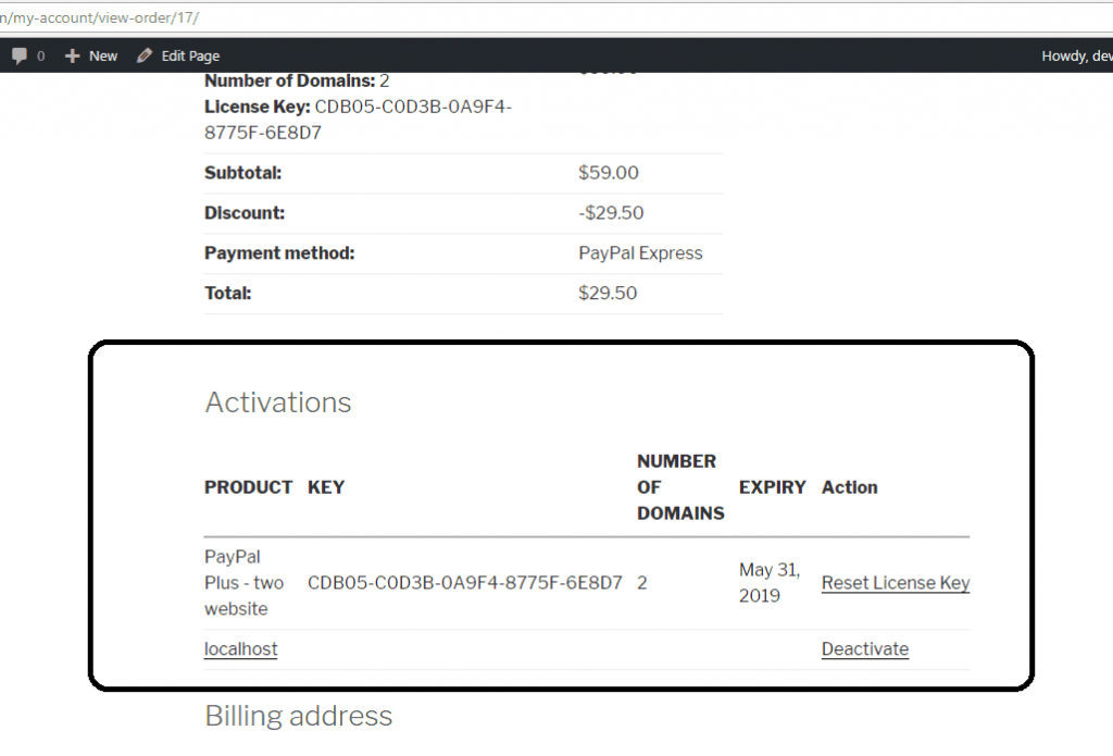 AngellEYE My Account Activations
