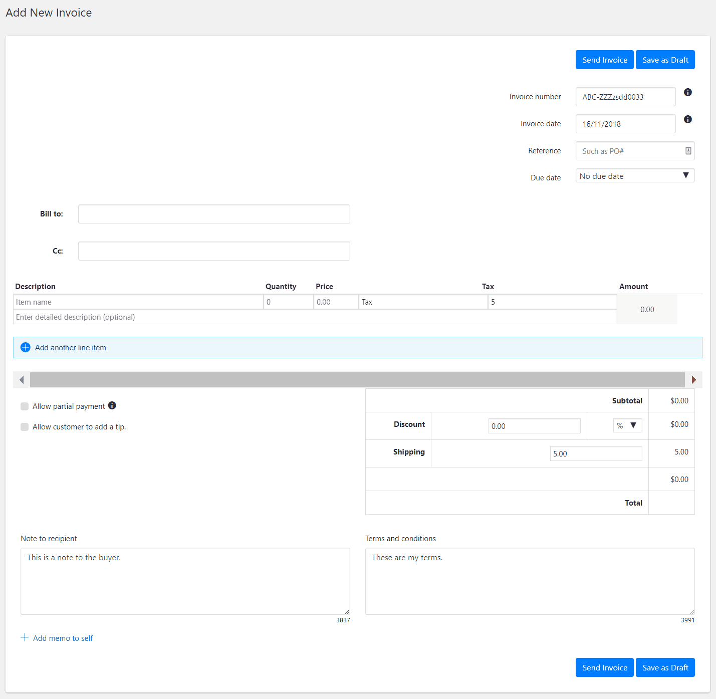 WordPress Create PayPal Invoice