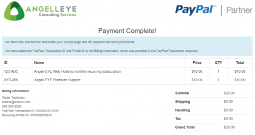 PayPal Payments Pro PayFlow Recurring Billing Demo Kit Complete