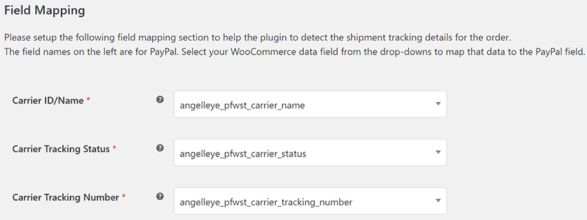 WooCommerce PayPal Shipment Tracking Field Mapping