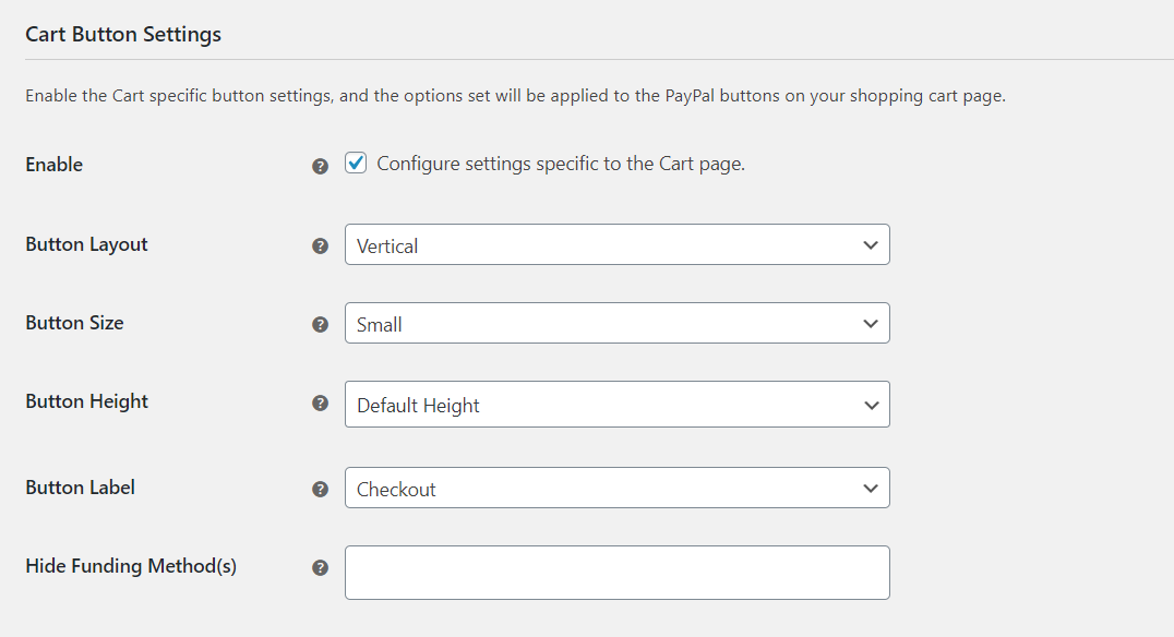 Cart Button Settings