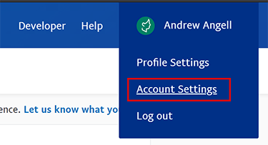 PayPal Account Settings Menu