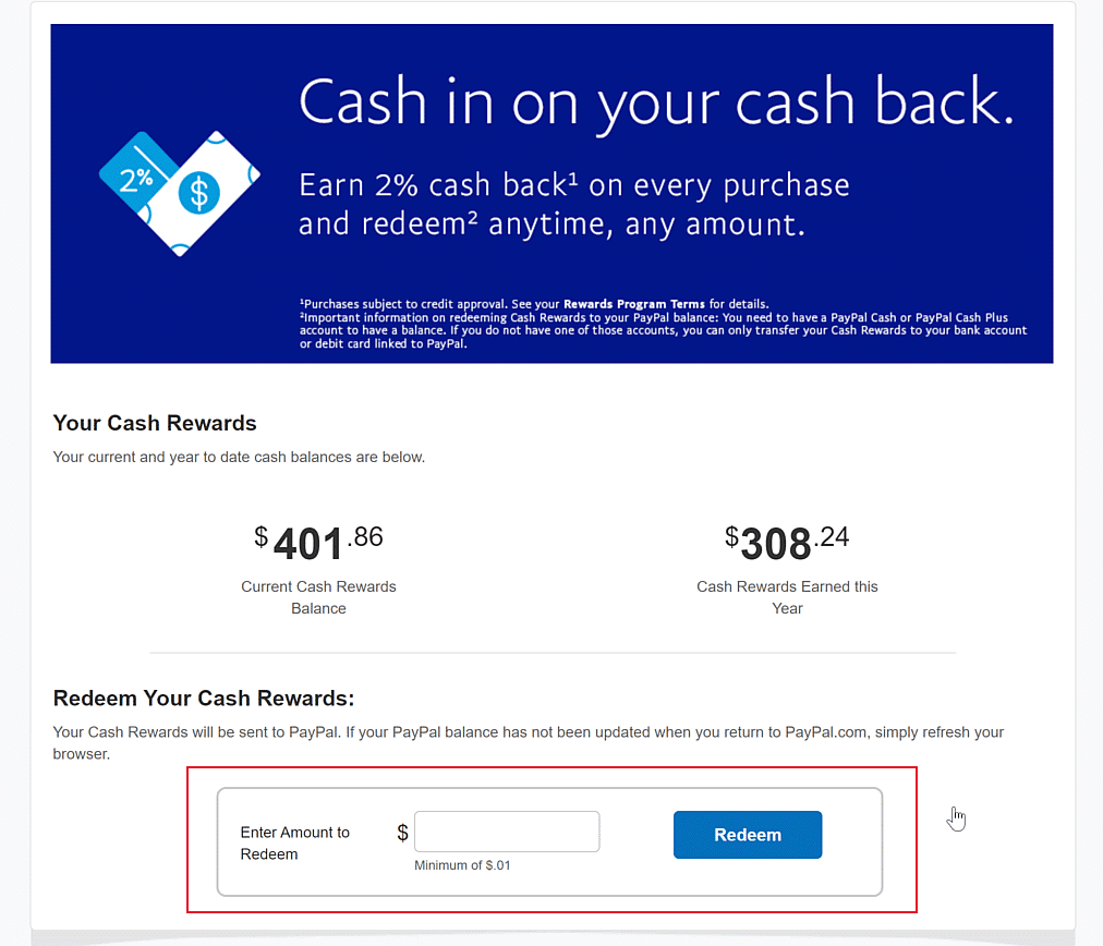 PayPal MasterCard Redeem Cashback Rewards