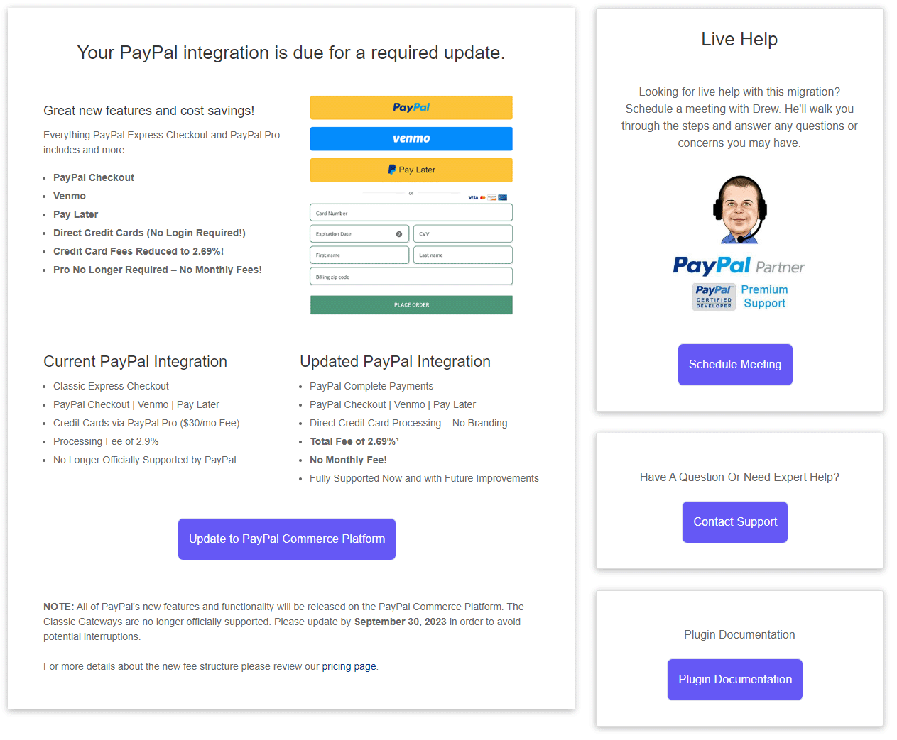 PayPal Commerce Platform Migration Wizard